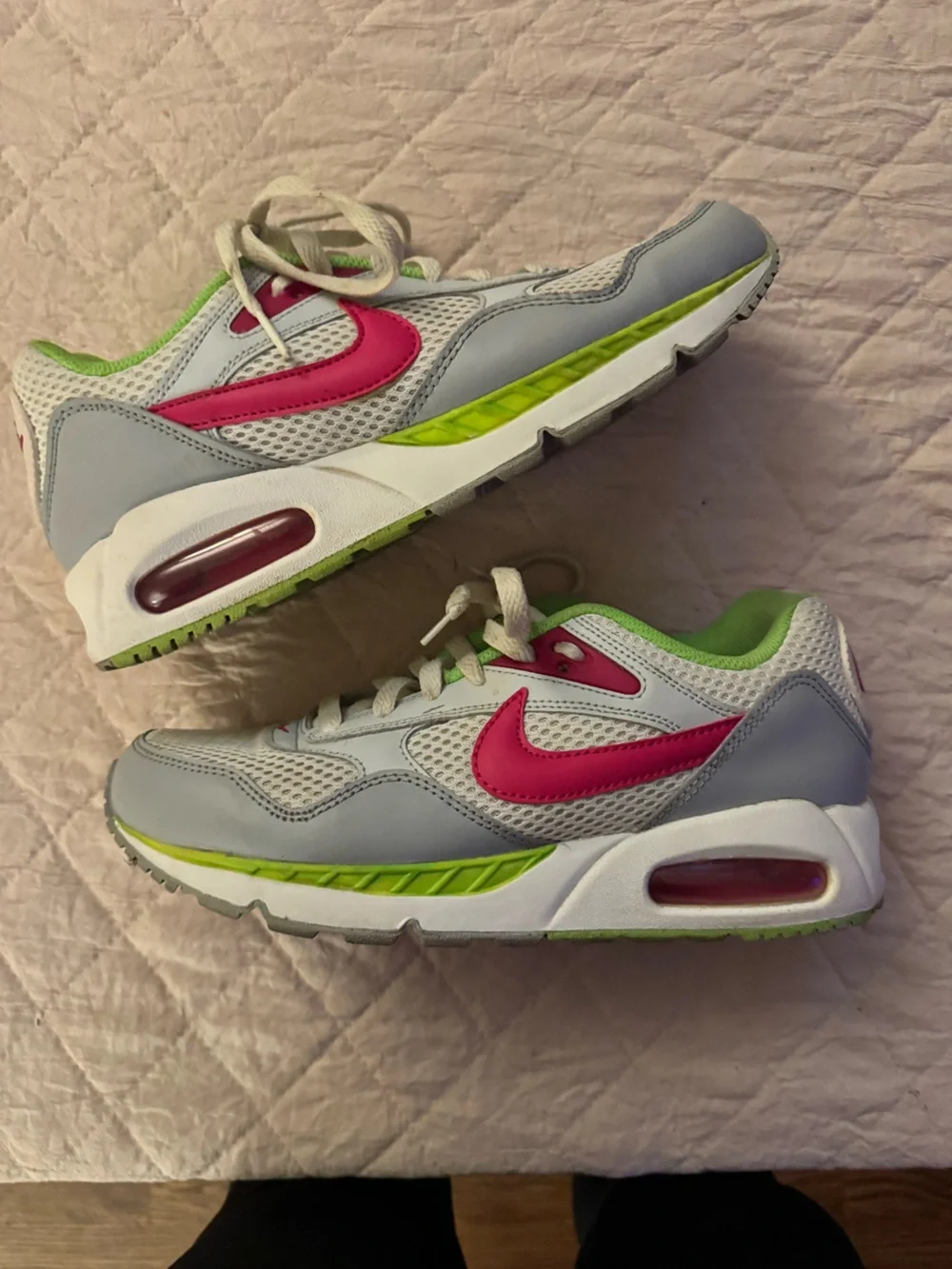 Nike Womens Sneakers with Pink Swoosh and Green Lining